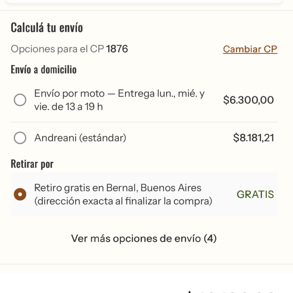 Shipping calculator with options and branches
