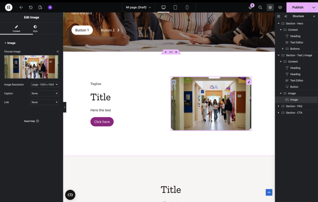 Editing a page as an Editor user