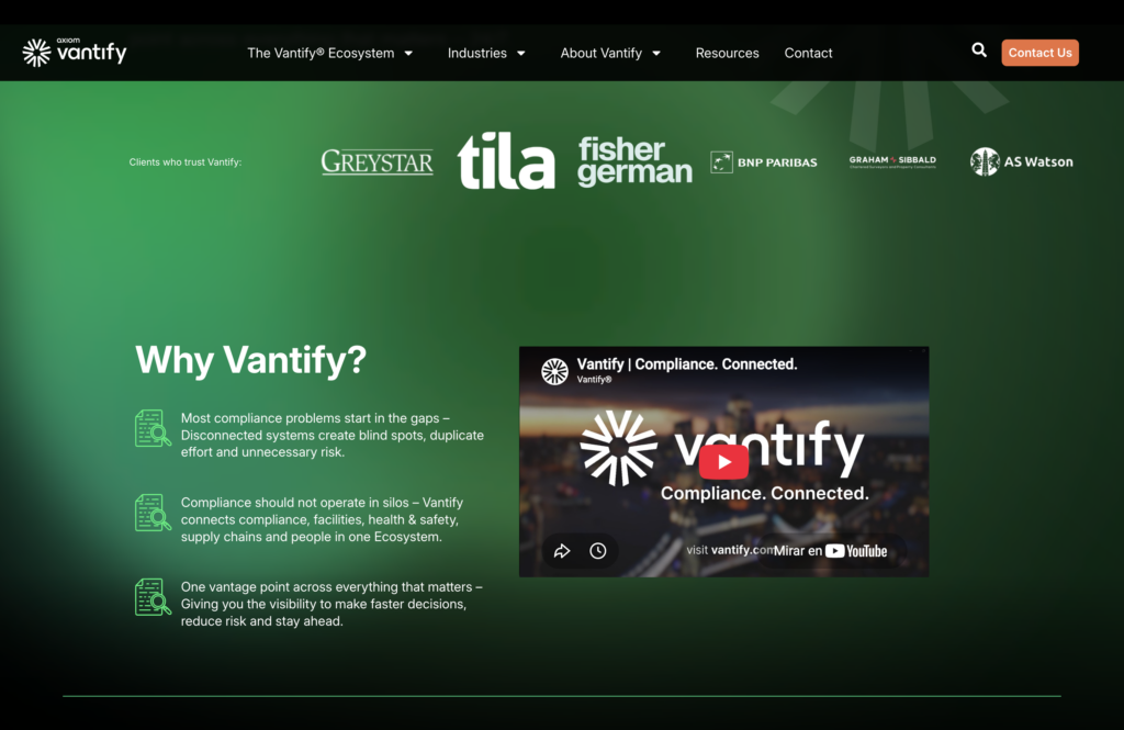 The client logos carousel and the “Why choose us?” blocks