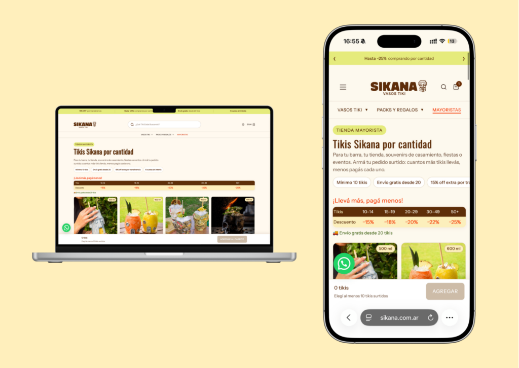Wholesale landing on mobile and desktop